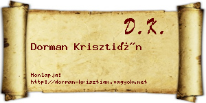 Dorman Krisztián névjegykártya